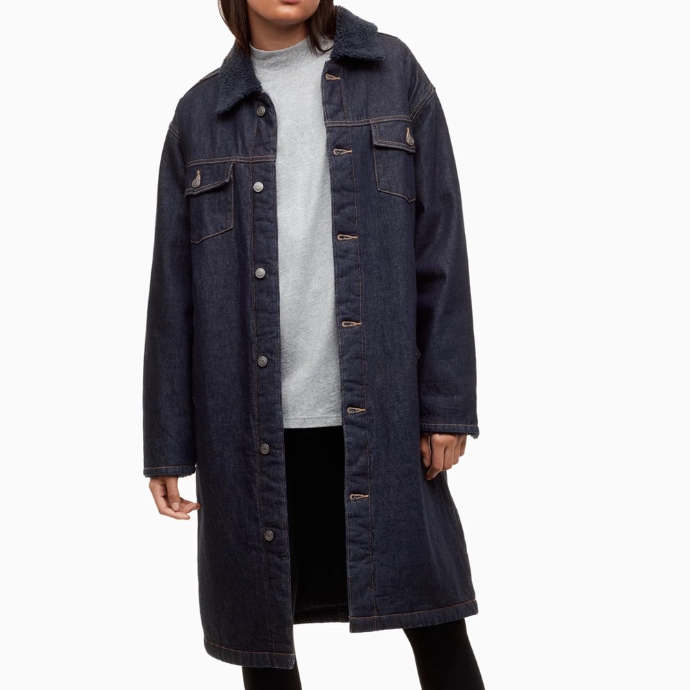 TNA/Aritzia Murad Denim Shearling Coat - Small